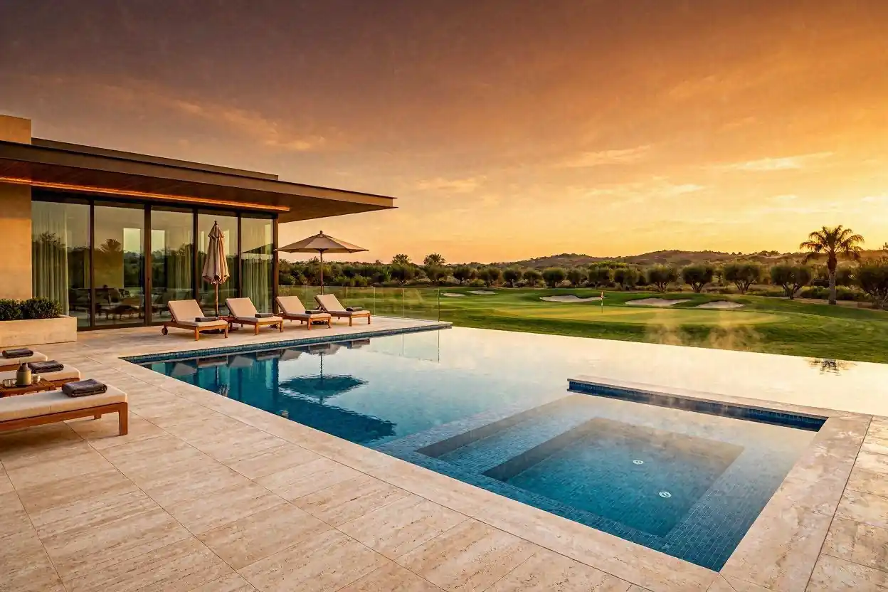 Couple enjoying a premium golf travel destination and luxury resort in 2026