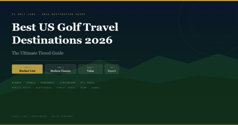 Best US golf travel destinations 2026 — tiered guide covering Bandon Dunes, Pebble Beach, RTJ Trail, Myrtle Beach, Scottsdale and more