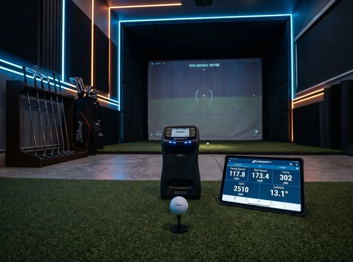 Testing golf ball spin and speed using a launch monitor in a home simulator