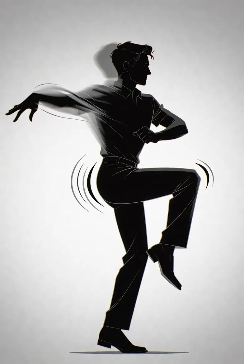 Silhouette of a Latin dancer demonstrating isolated hip rotation and weight shift